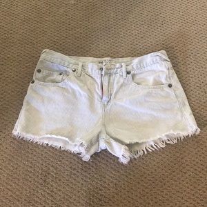 Free people pinstripe blue white cut off shorts